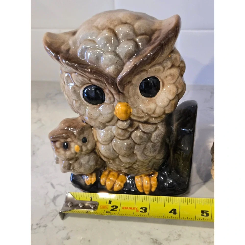 Unbranded Owl Bookends Unisex OS Brown Good Vintage Ceramic Mother Baby Set - Picture 11 of 13